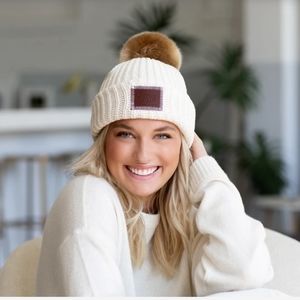Melon White Speckled Pom Beanie 